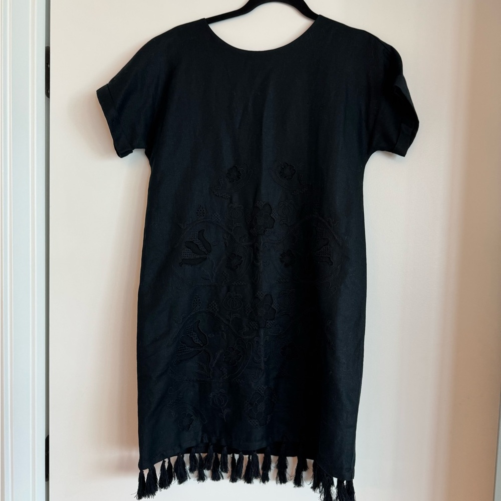 Madewell Black Tassel Hem Dress - Picture 3 of 5